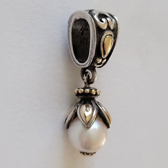 John Hardy Pearl Drop Pendant 18kt Gold accents &.925 silver - Picture 3 of 6
